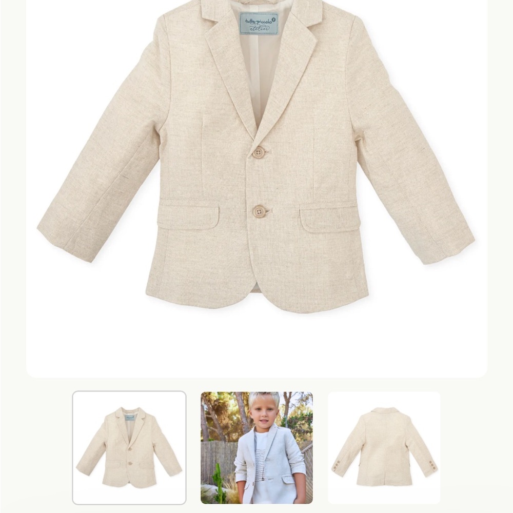 Elegant Sand Blazer for Kids - linen worn once